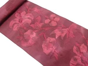 アンティーク　ふくれ織　枝葉模様織り出し　名古屋帯地反物